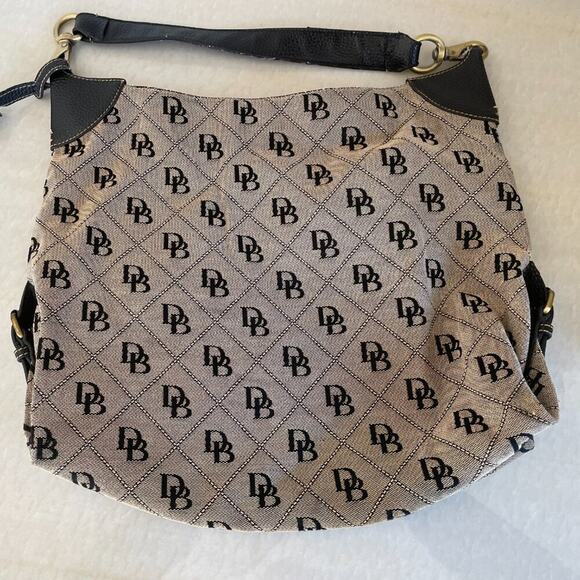 Dooney & Bourke Tan Signature Canvas Brown Leather Trim Bucket/Shoulder Bag - Picture 12 of 16